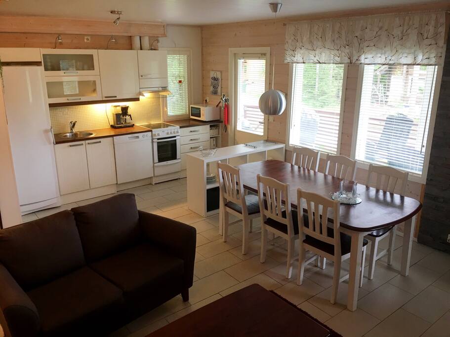 Living room and kitchen.
