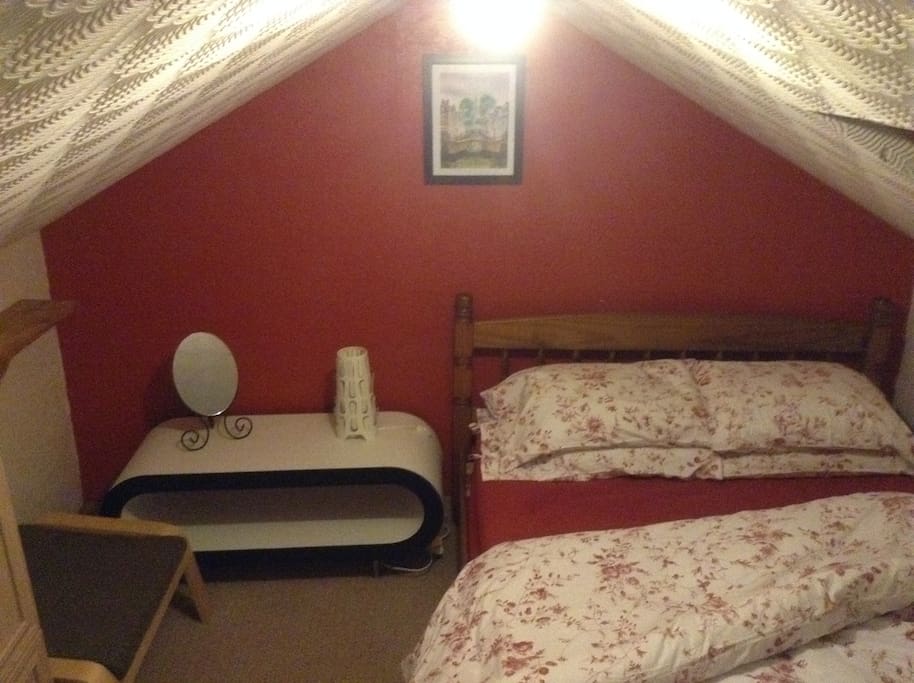 Attic bedroom, double bed.