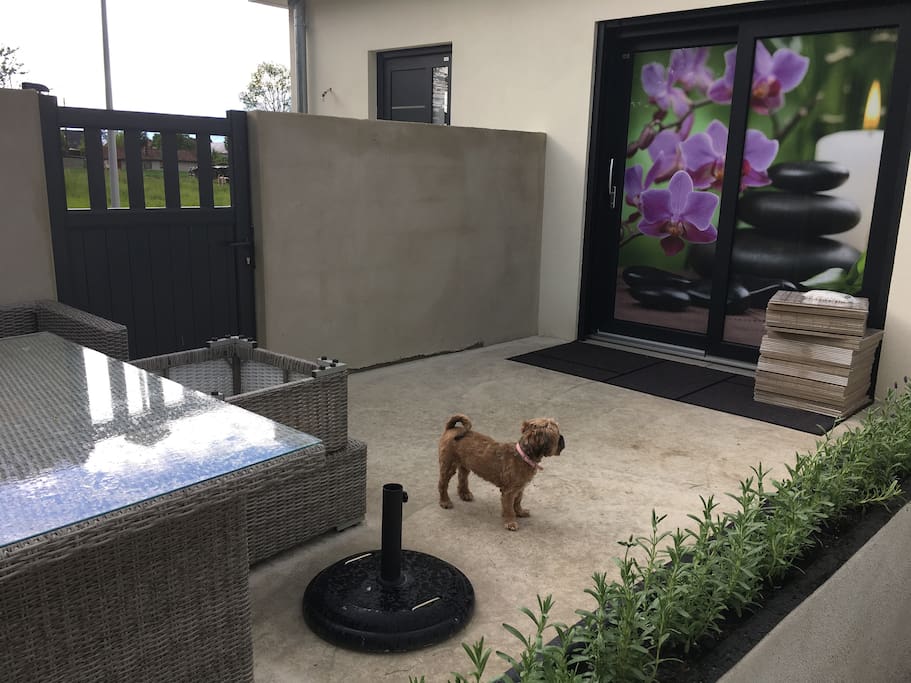 Petite terrasse très agréable pour y prendre l'apéro ou le petit déjeuner