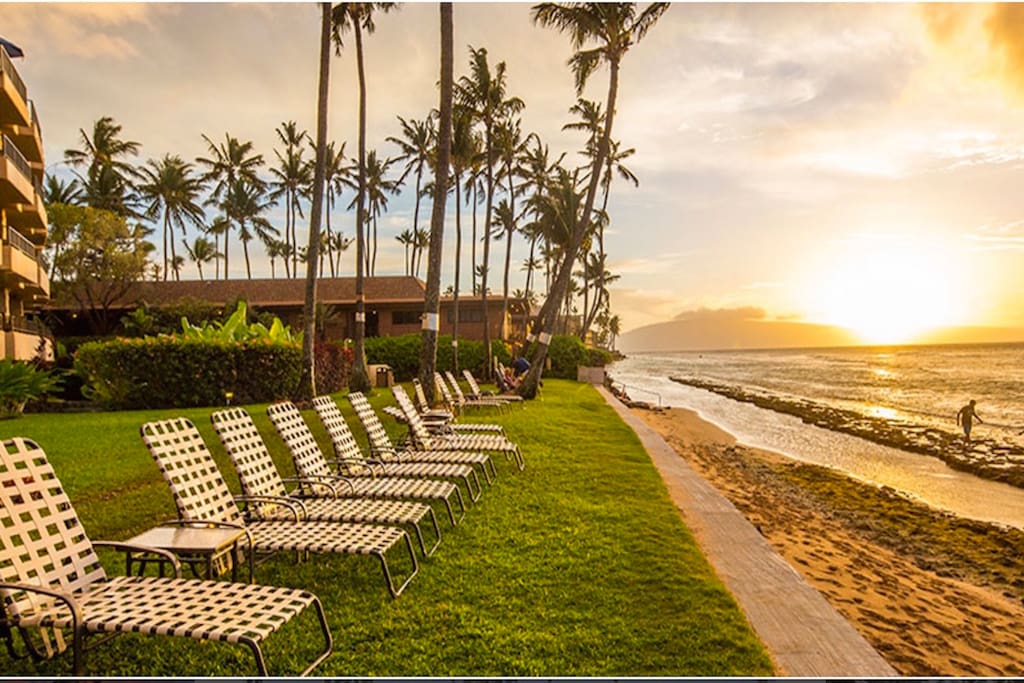 Sunset from the ocean front lawn