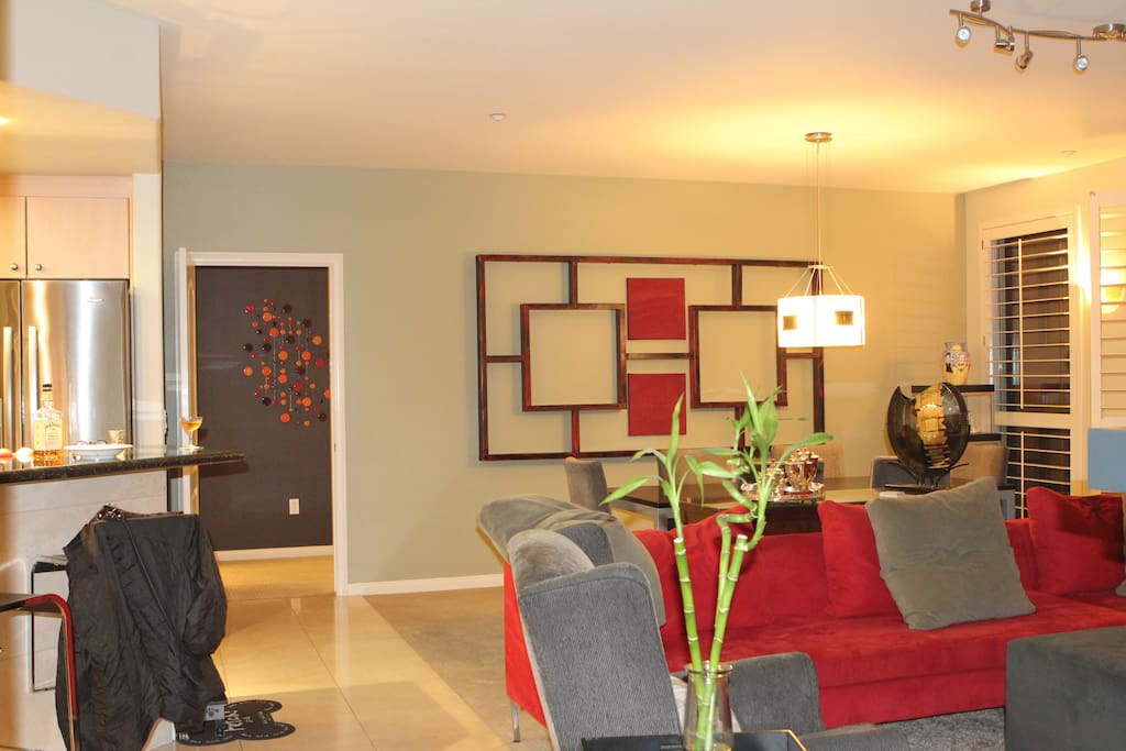 Open living space that incorporates Living room & dining room & Kitchen. Table seats 8