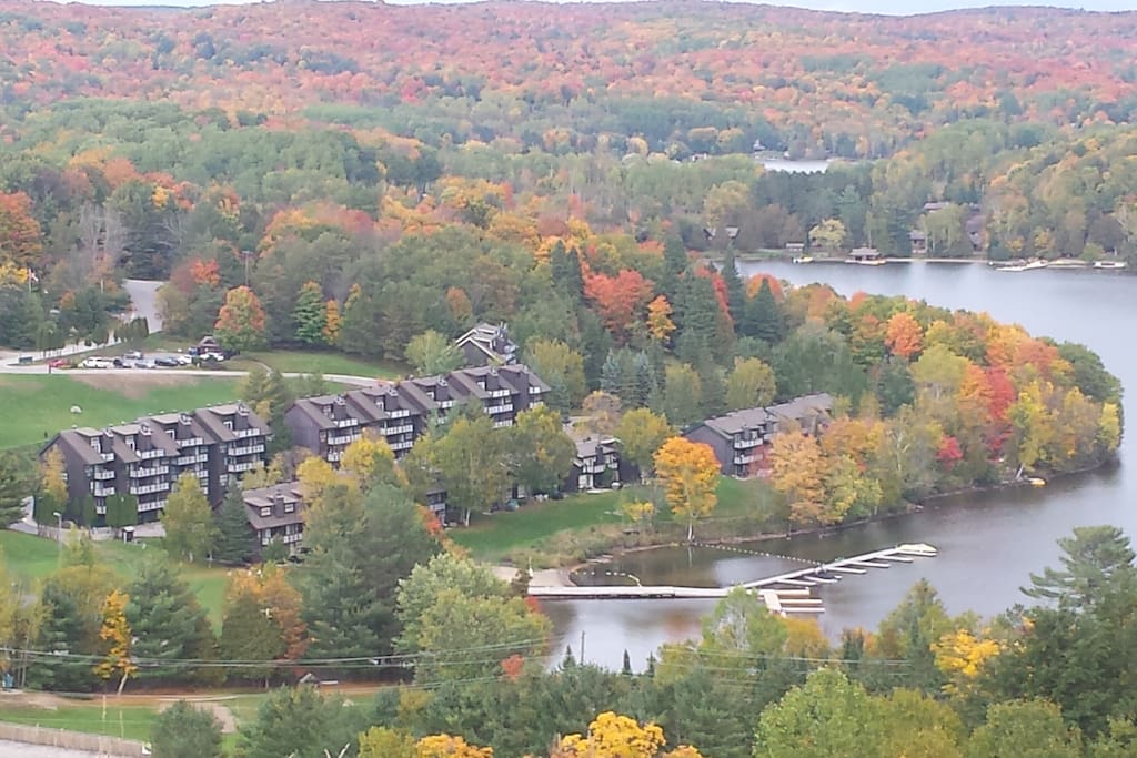View from on top of the ski hill looking at our place