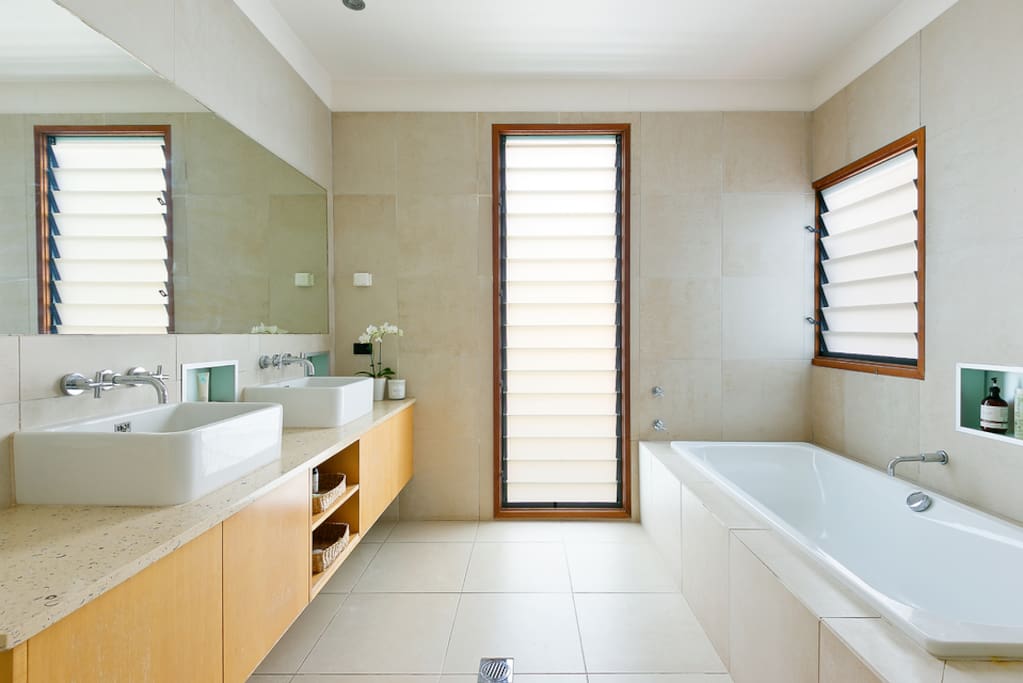 Spacious, light main bathroom
