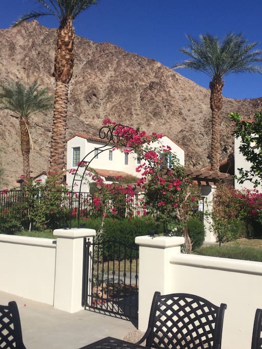 Enjoy the lovely mountain views while dining on your private patio
