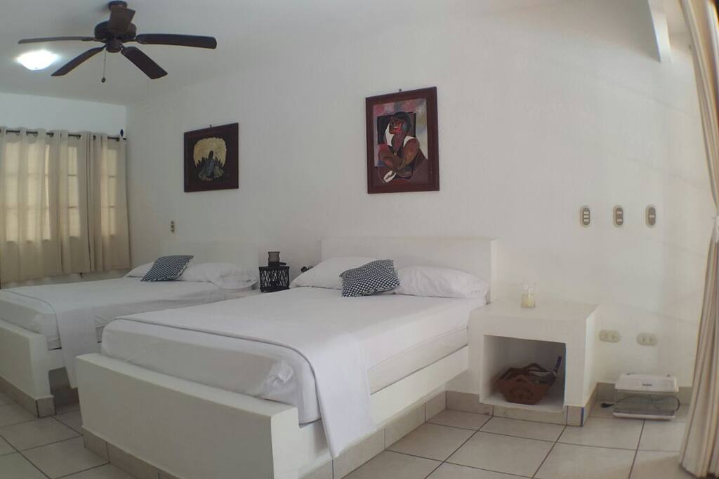 Two queen beds, Up tp 4 people occupancy.