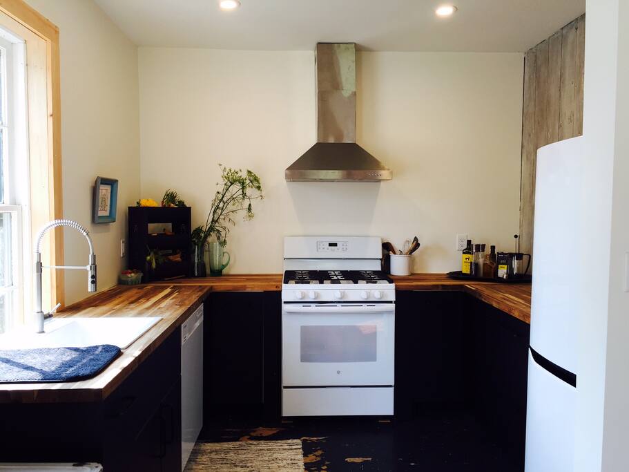 Kitchen - All brand new; gas stove and range, fridge, and dishwasher