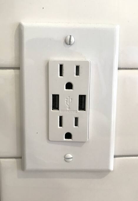 In-wall USB charging stations.