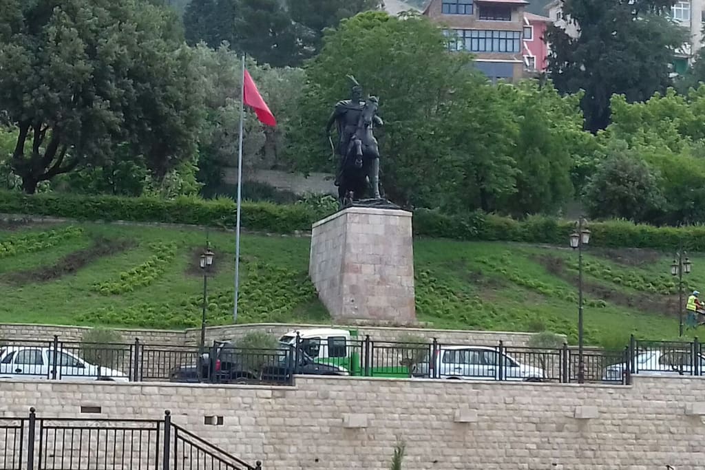 The Scanderbeg monument from the window