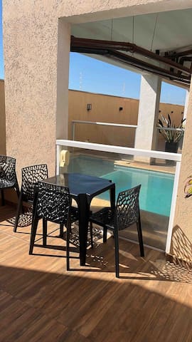 Entire home with 1 bedrooms in Olímpia - Flat em Olímpia com churrasqueira/varanda