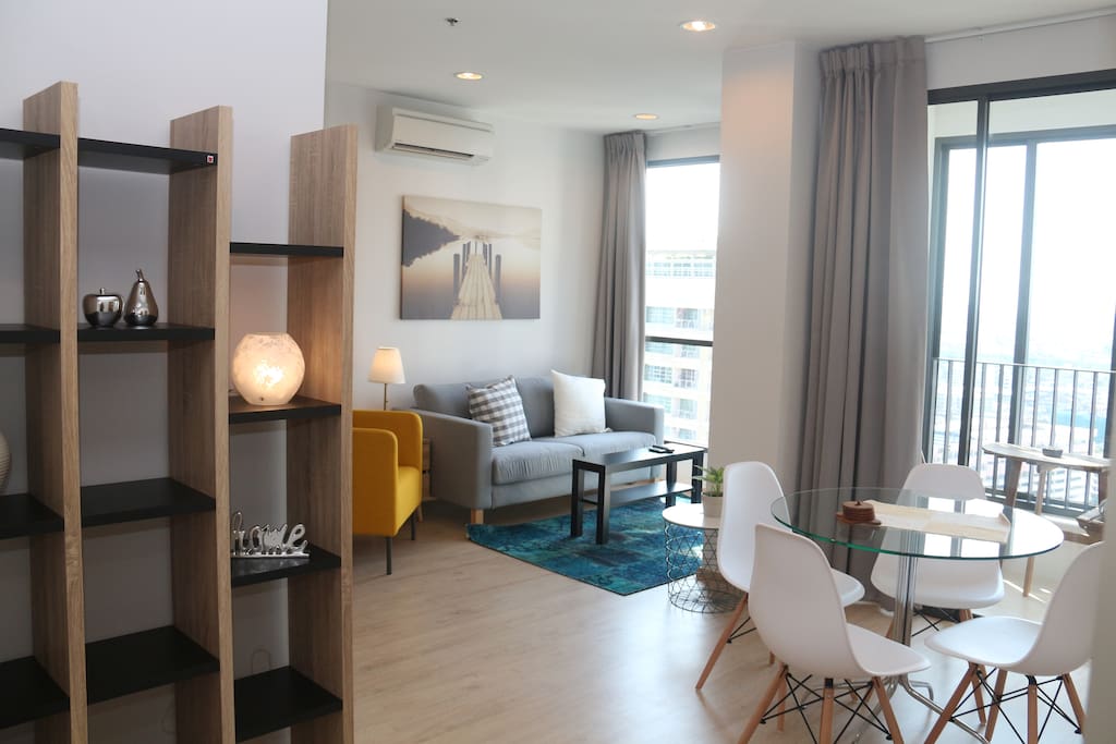 Spacious living and dining area with a great view