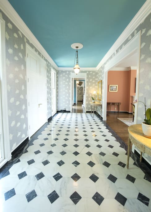 Main house foyer and walkway to guest rooms front door.