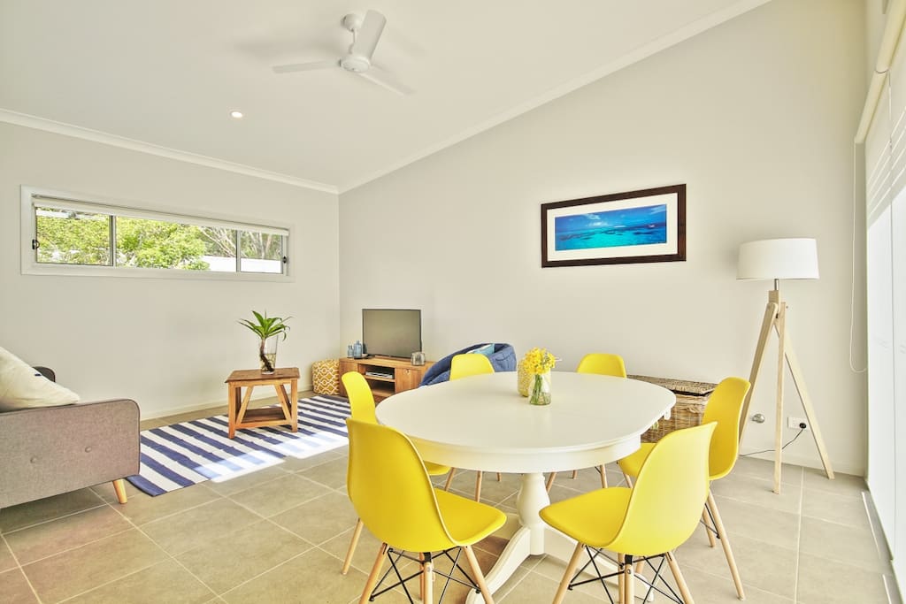 Bright and spacious dining area leading to the private courtyard