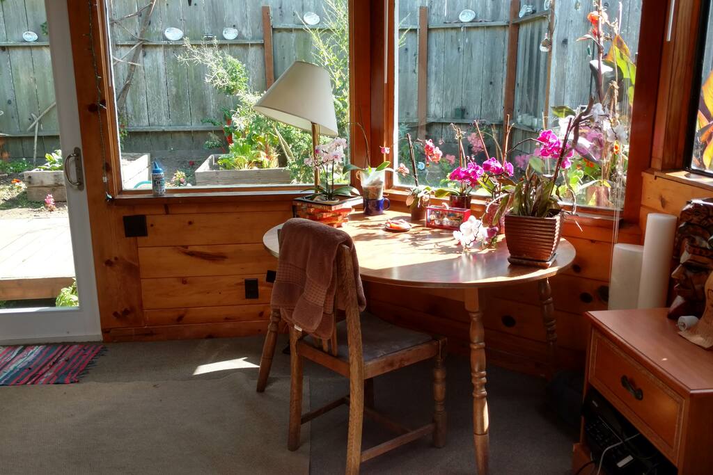 Desk with view of back yard