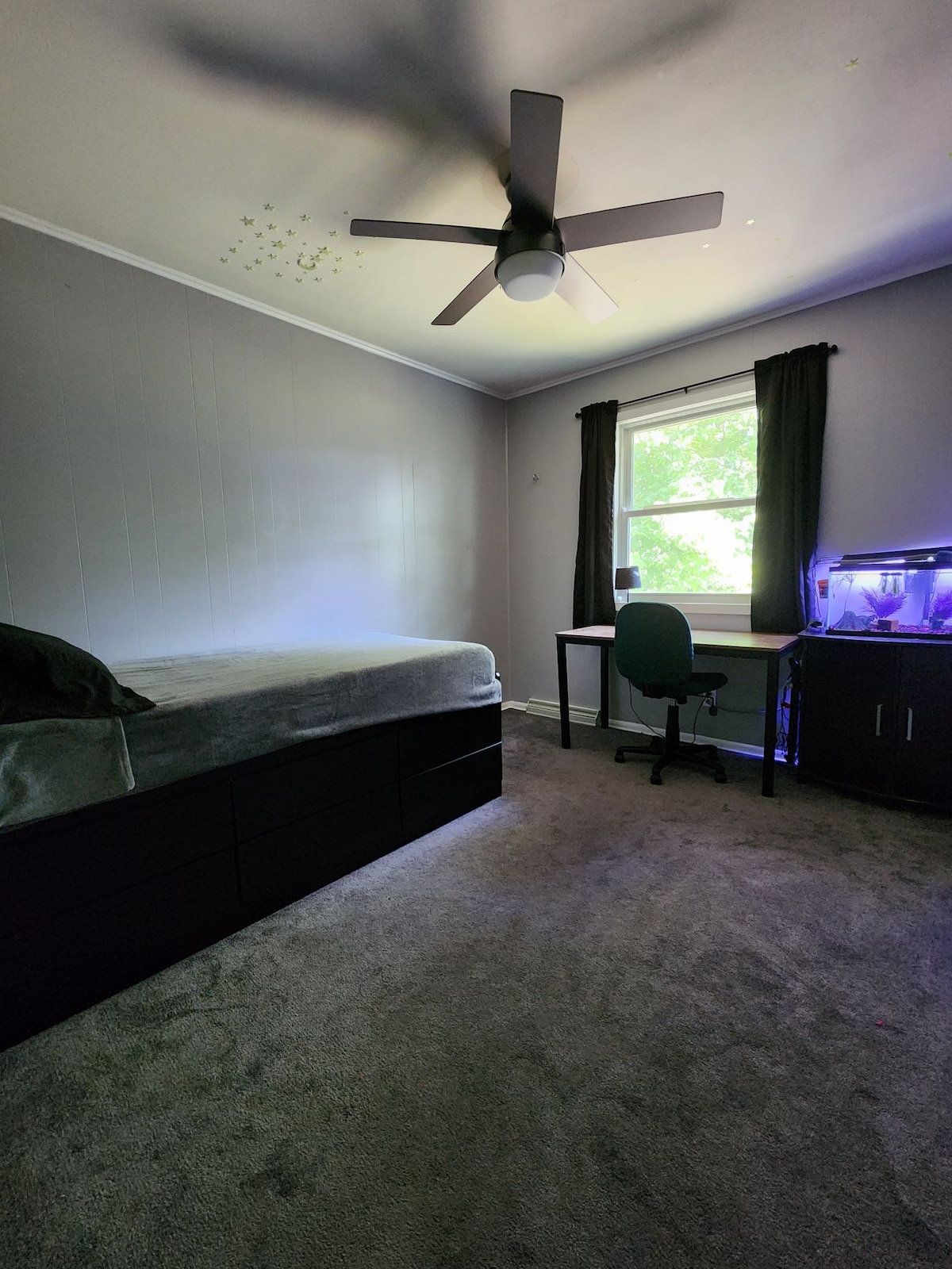 Dhoma e gjumit 3 me 1 krevat dopio dhe hapësirë pune.