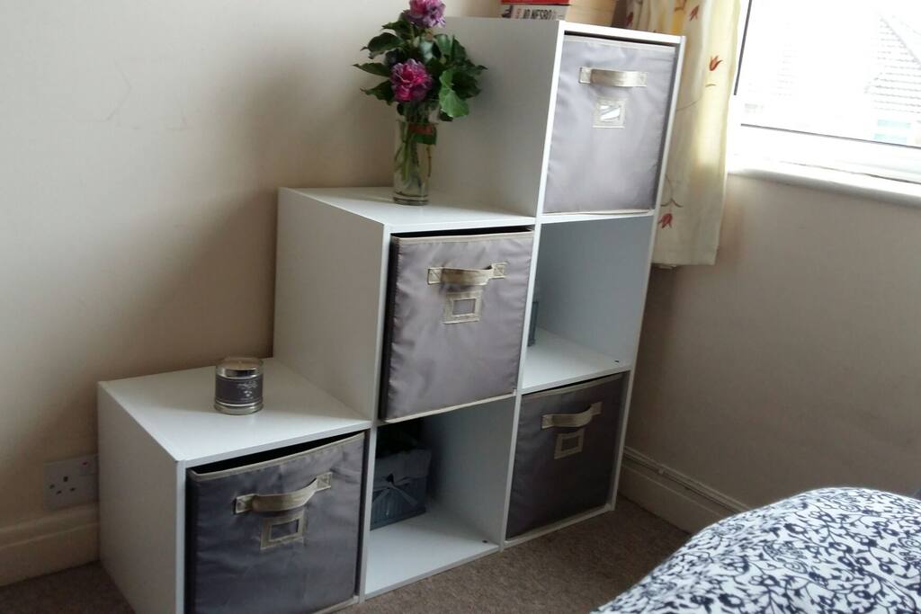 Storage and hanging space available