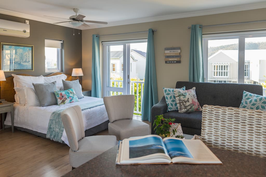 view of the bed and lounge area