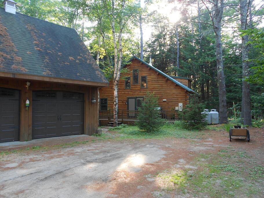 View down the driveway. Parking on the right. Enter straight through the deck door.