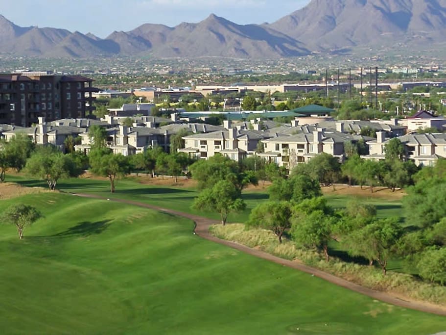 Ariel view of kierland commons- surrounded by world class golfing, dining and spa's.