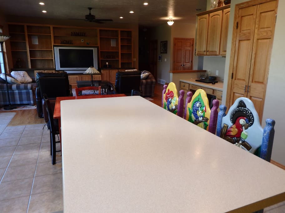 Family room and kitchen