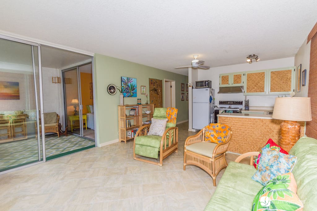 Living room looking into dining area