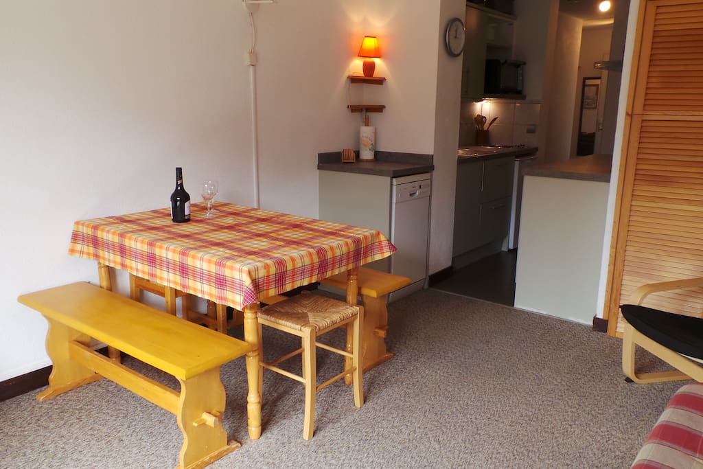 Spacious living room with dining area