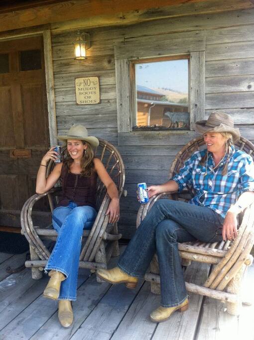 Relaxing guests on front deck