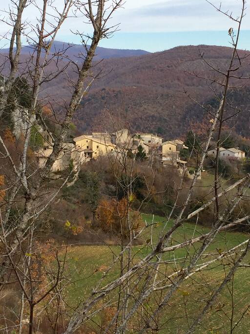 The hamlet seen from a nearby hill