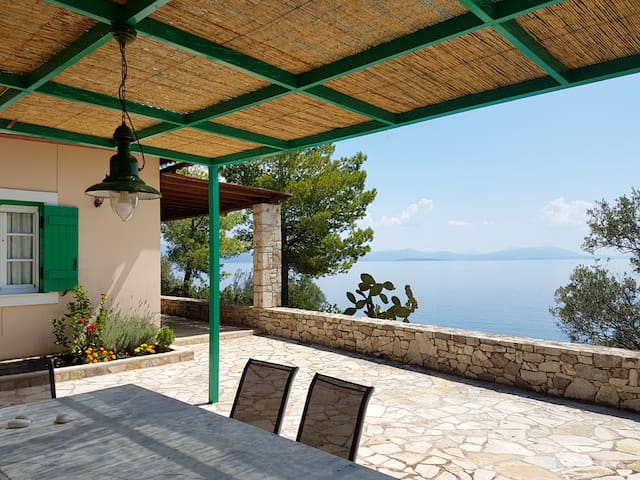 Beachfront Villa Panos with panoramic sea views