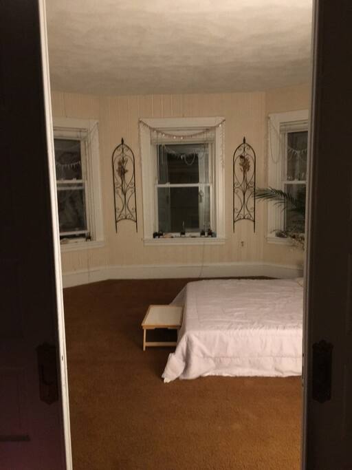 Looking into the yoga room after dark.