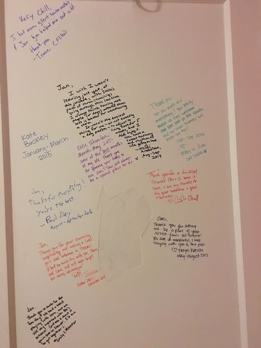 I tell guests they can sign to door to the room. Better than a guest book!