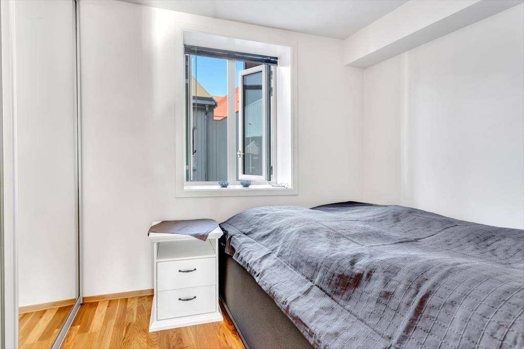 Bedroom. Bed is 140x200cm, spacious enough for two.