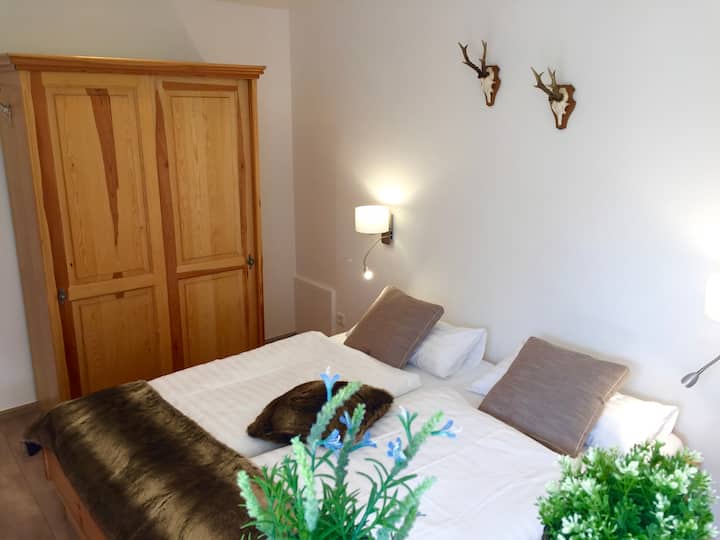 Kitanda kikubwa cha watu wawili kwenye ghorofa ya chini