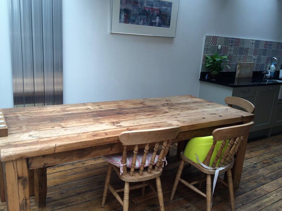 Large kitchen table, seats eight