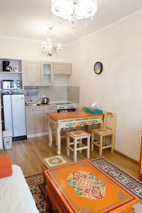 The view of the kitchen