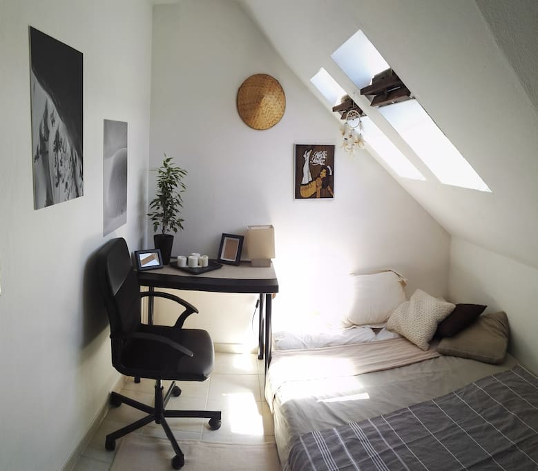 Bedroom with a low bed