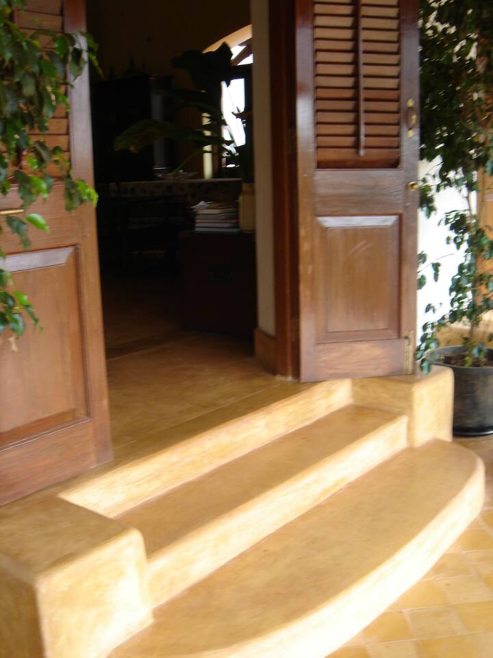 Steps leading out on to front veranda.
