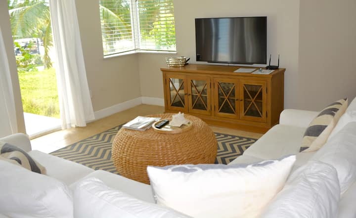 55' flat TV, 65 channels Cable TV, free Wifi. fast Internet.
