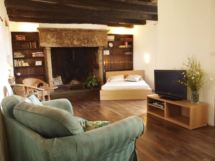 Le séjour et le lit double