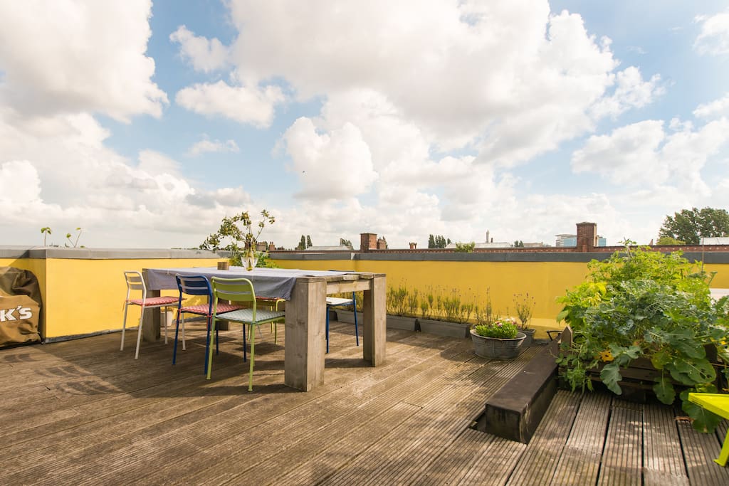 Sunny rooftop terrace