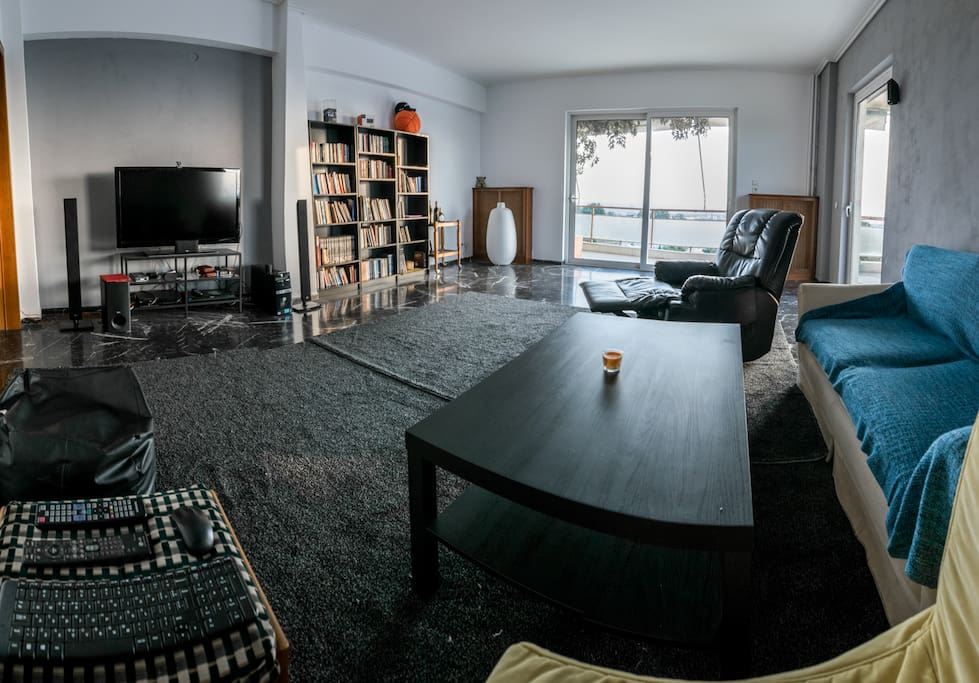 huge living room with 50 inch tv