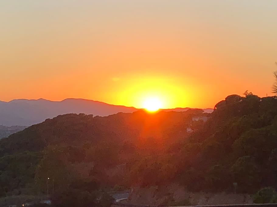 Sunset as the villa