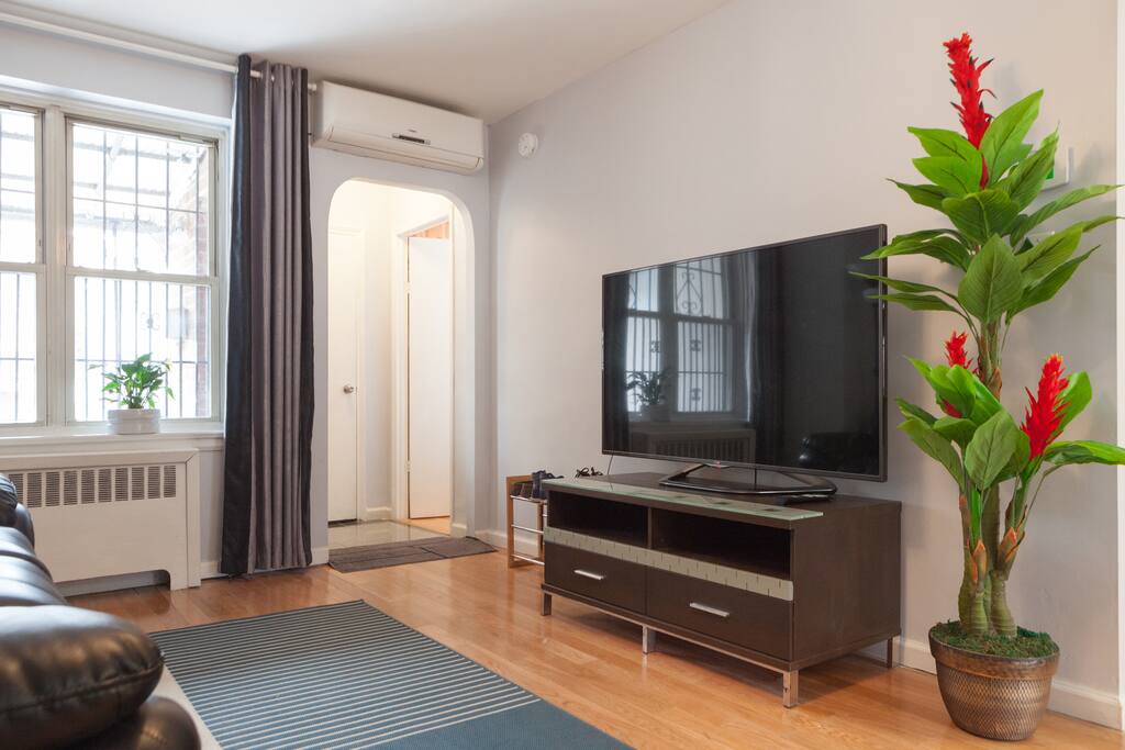 Living room - Reclining Sofa, 65 Inch TV, FireTV Stick with Netflix