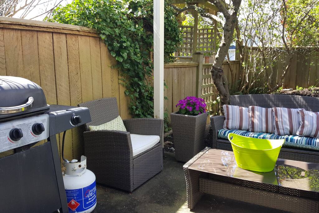 Private backyard in the first house