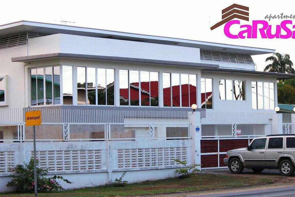 The centrally located apartment complex
