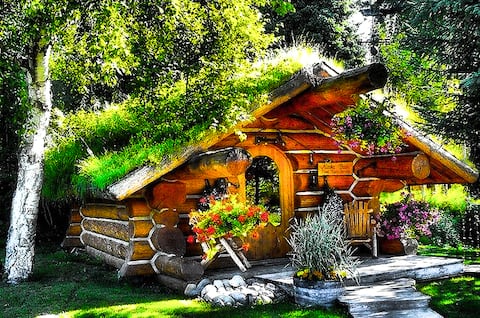 The Hobbit cabin , cozy and unique
