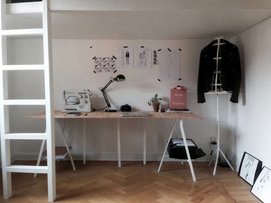 Underneath the loft bed