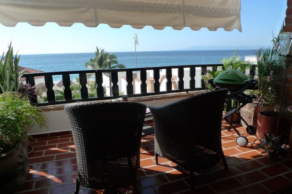 Balcony with Ocean View. Roll down blinds if you wish.