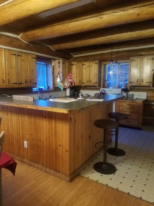 Kitchen bar. Kitchen has all of the amenities.