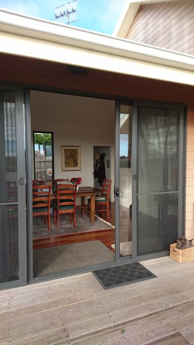 The main entrance is situated at the side of our home.