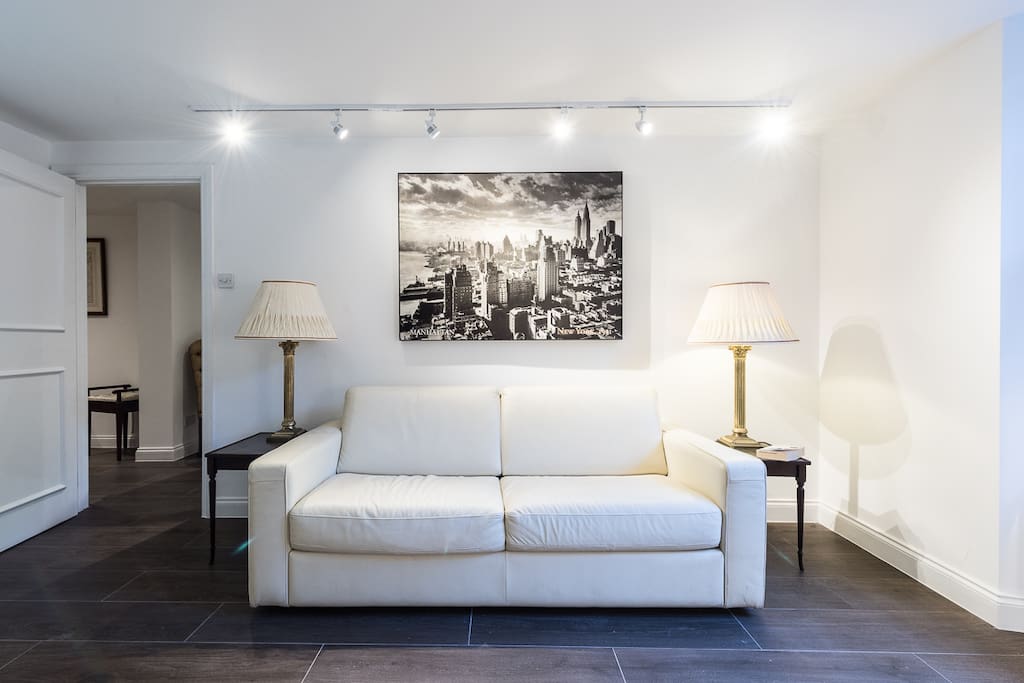 Leather sofa in living room